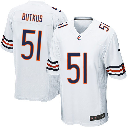 Men's Game Dick Butkus Nike Jersey White Road - #51 NFL Chicago Bears